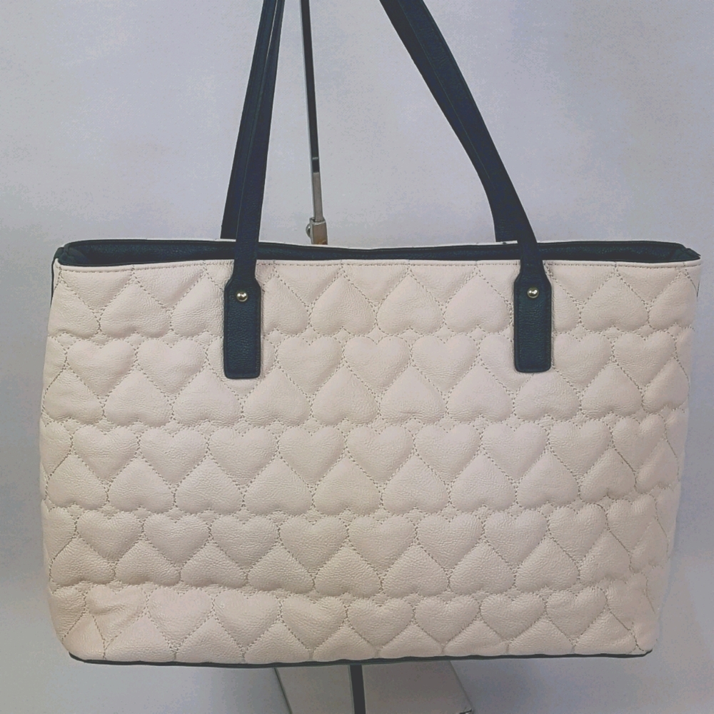Betsey Johnson Faux Leather Quilted Heart Satchel - Picture 5 of 12